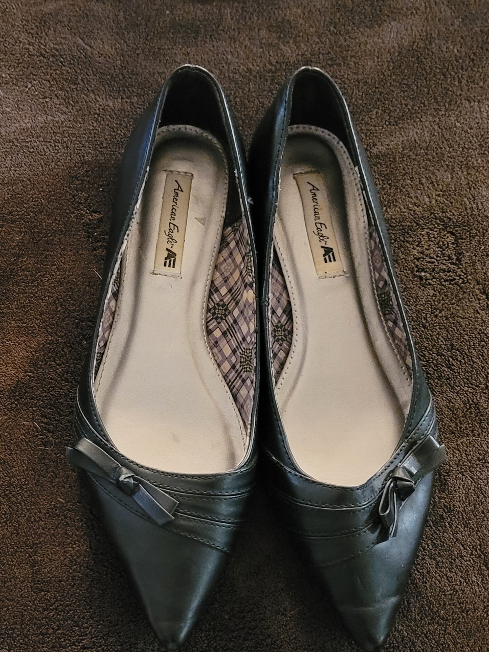 American Eagle Outfitters Black Pointed-Toe Bow (Tiny) Heels